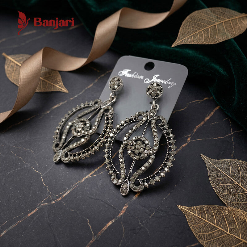 Empress Vintage Filigree & Floral Drop Antique Earrings