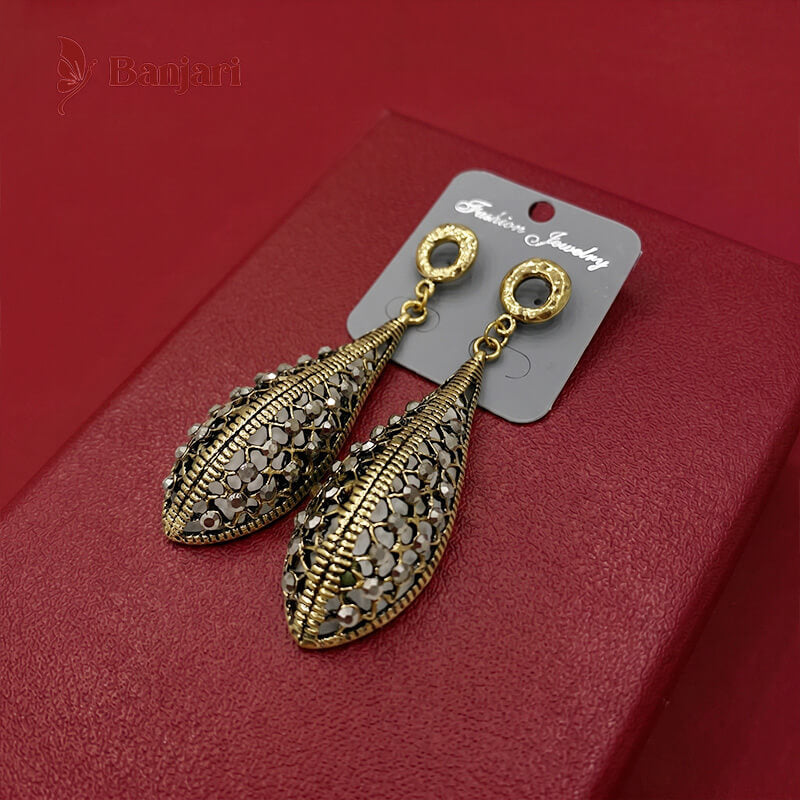 Royal Gilded Cage Filigree Drop Antique Earrings