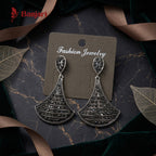 Vintage Fan-Style Oxidized Silver Drop Antique Earrings