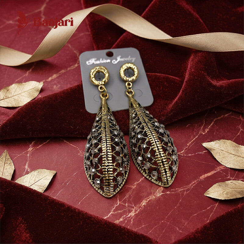 Royal Gilded Cage Filigree Drop Antique Earrings