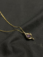 Waterproof Anti-Tarnish Stainless Steel Necklace with Purple Crystal Pendant – Elegant Daily Wear Jewelry for Women