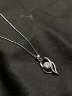 Waterproof Anti-Tarnish Stainless Steel Necklace with Purple Crystal Pendant – Elegant Daily Wear Jewelry for Women
