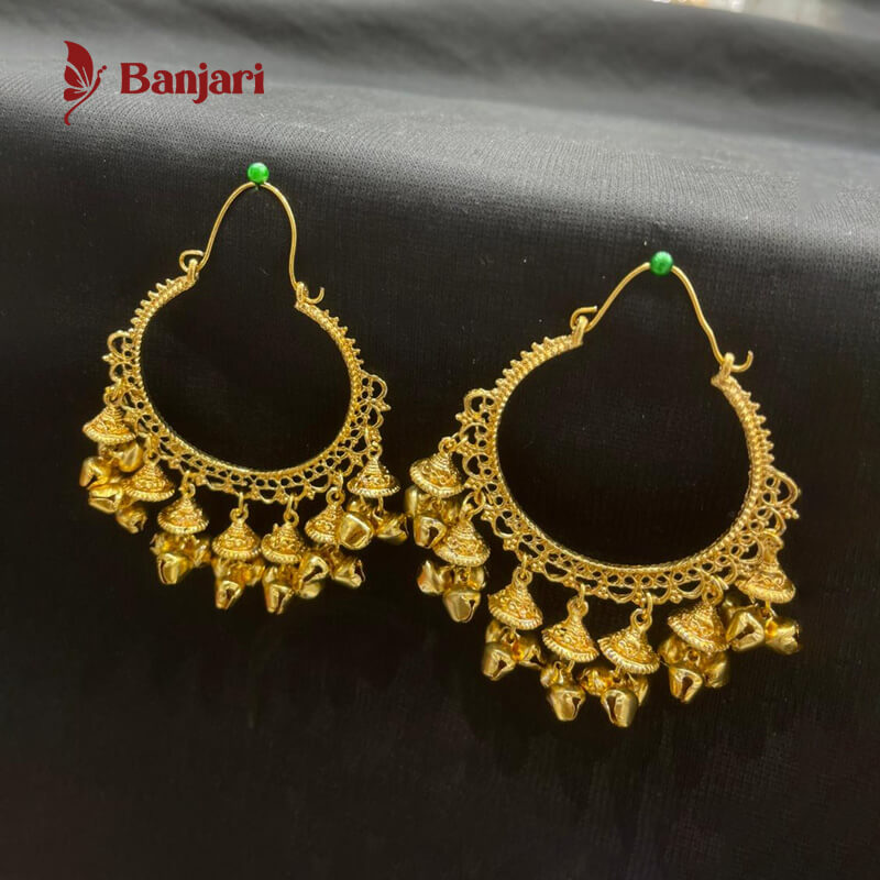 Kashmiri Heritage Filigree Bali with Ghungroo Drops