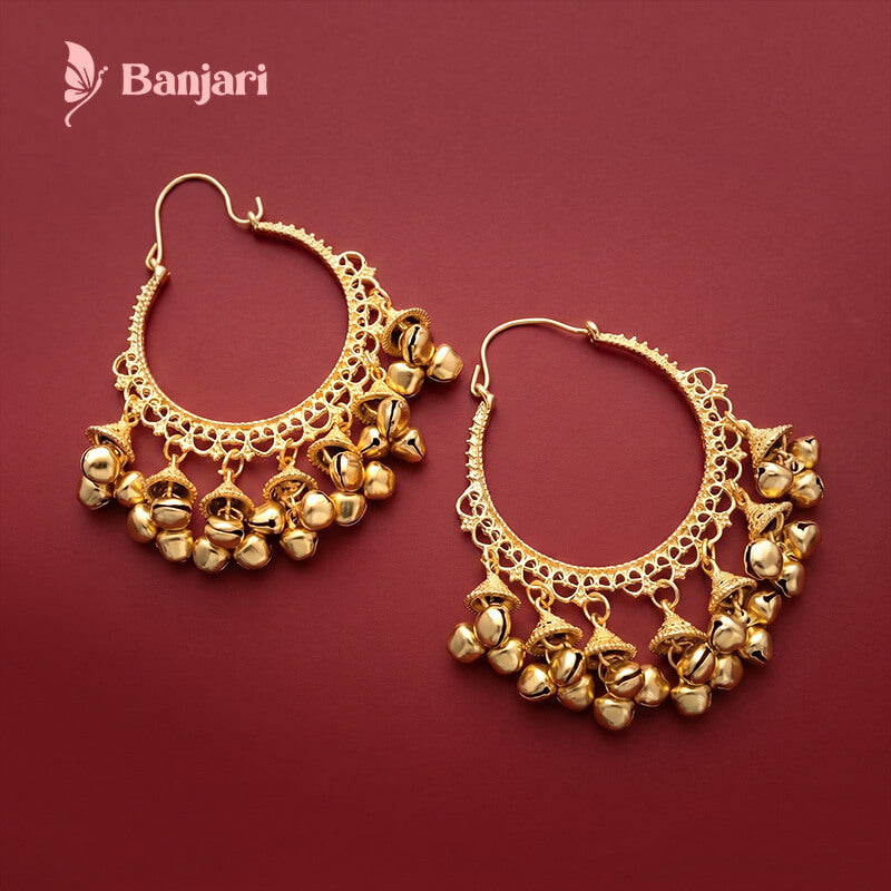 Kashmiri Heritage Filigree Bali with Ghungroo Drops
