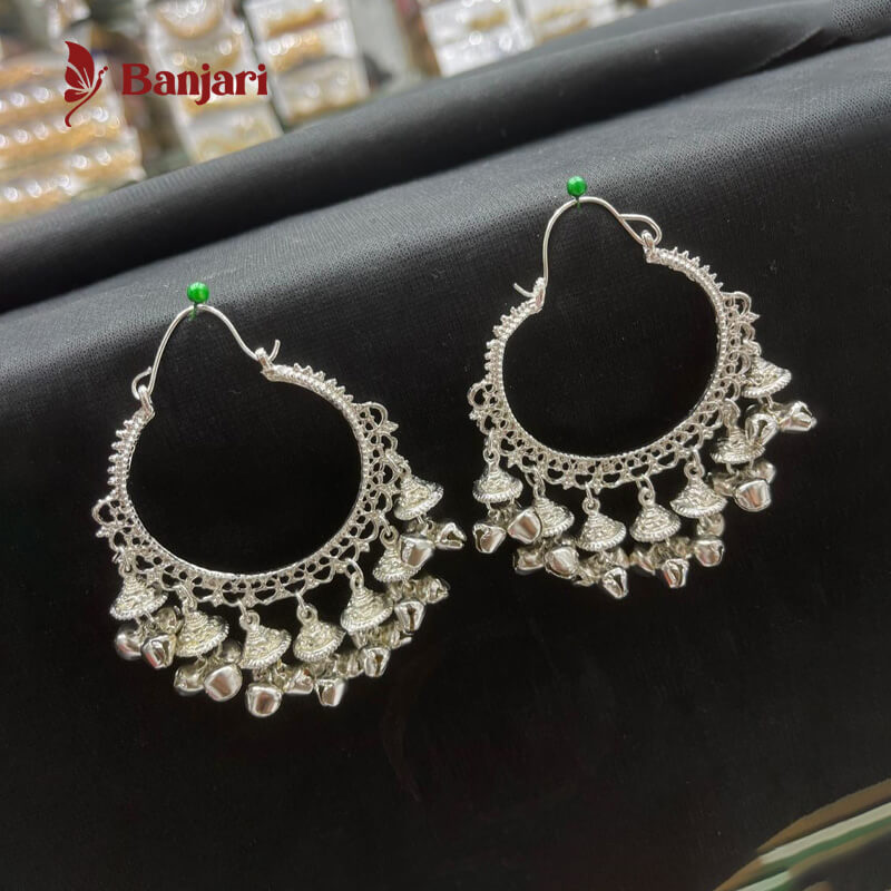 Kashmiri Heritage Filigree Bali with Ghungroo Drops