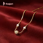 Radiant Zircon Sphere & Dual Pearl Box Chain Necklace