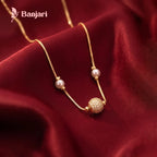 Radiant Zircon Sphere & Dual Pearl Box Chain Necklace