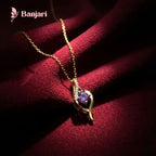 Waterproof Anti-Tarnish Stainless Steel Necklace with Purple Crystal Pendant – Elegant Daily Wear Jewelry for Women