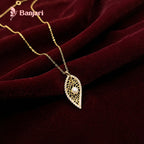 Filigree Golden Leaf & Pearl Drop Necklace