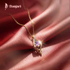 Waterproof Anti-Tarnish Stainless Steel Necklace with Purple Crystal Pendant – Elegant Daily Wear Jewelry for Women