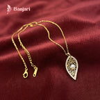 Filigree Golden Leaf & Pearl Drop Necklace