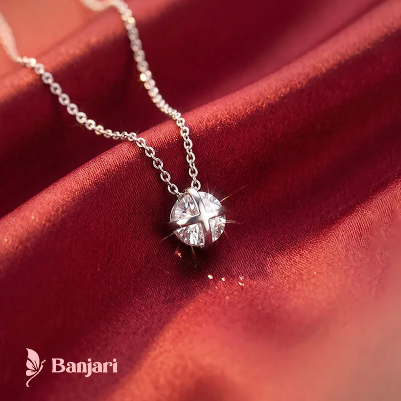 Timeless Solitaire Cross-Prong Pendant Necklace