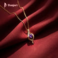 Waterproof Anti-Tarnish Stainless Steel Necklace with Purple Crystal Pendant – Elegant Daily Wear Jewelry for Women