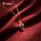 Waterproof Anti-Tarnish Stainless Steel Necklace with Purple Crystal Pendant – Elegant Daily Wear Jewelry for Women
