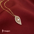 Filigree Golden Leaf & Pearl Drop Necklace