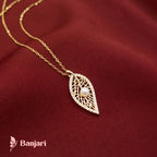 Filigree Golden Leaf & Pearl Drop Necklace