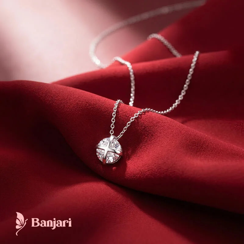 Timeless Solitaire Cross-Prong Pendant Necklace