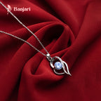 Waterproof Anti-Tarnish Stainless Steel Necklace with Purple Crystal Pendant – Elegant Daily Wear Jewelry for Women