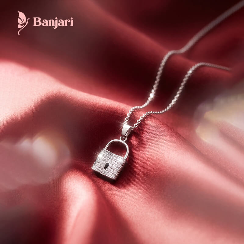 Sparkling Crystal Padlock Pendant Necklace