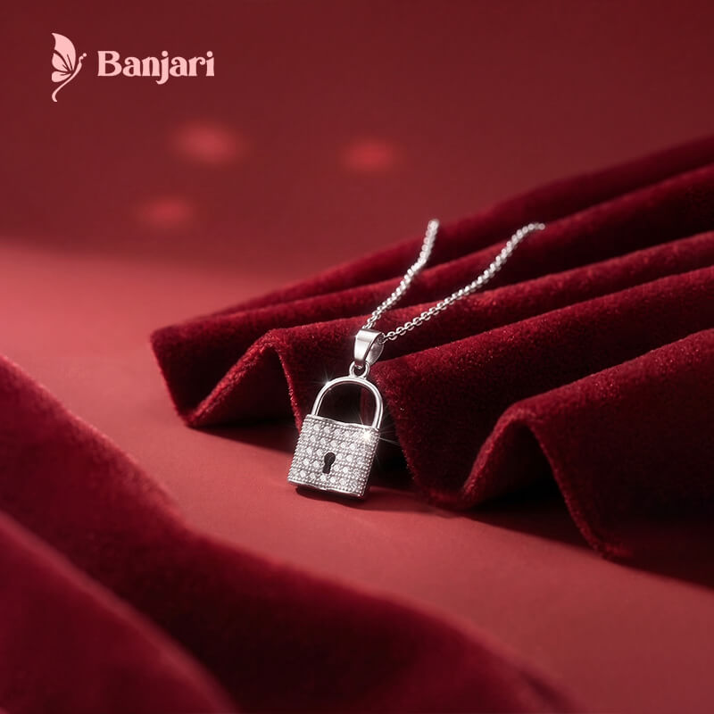 Sparkling Crystal Padlock Pendant Necklace