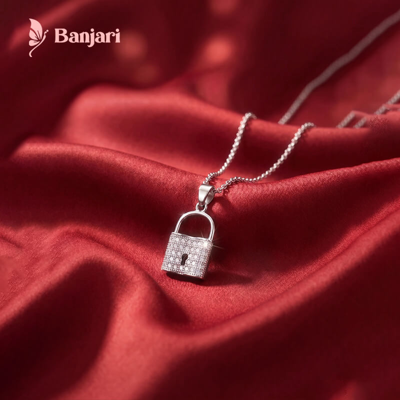 Sparkling Crystal Padlock Pendant Necklace