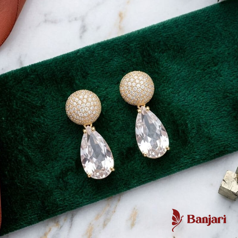Radiant Pave Sphere & Teardrop 1 Carat Zircon Earrings
