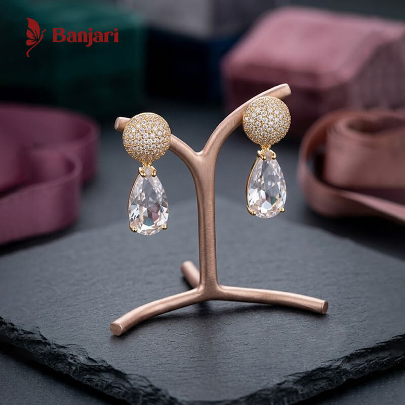 Radiant Pave Sphere & Teardrop 1 Carat Zircon Earrings
