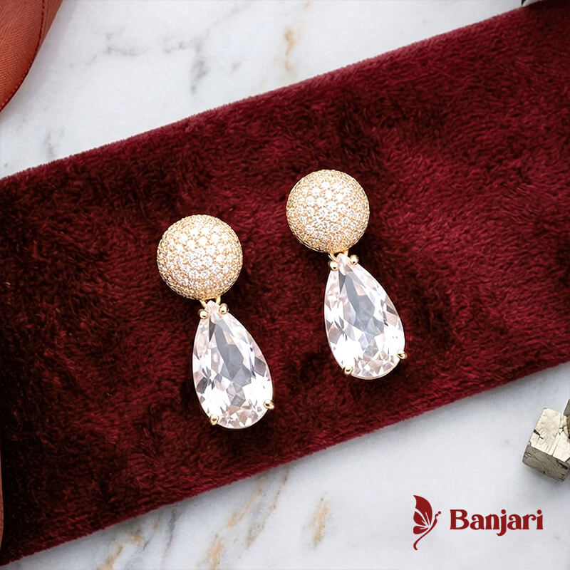 Radiant Pave Sphere & Teardrop 1 Carat Zircon Earrings