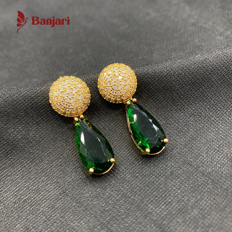 Radiant Pave Sphere & Teardrop 1 Carat Zircon Earrings