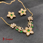 Garden of Elegance: 1 Carat Zircon Floral Locket Set