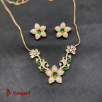 Garden of Elegance: 1 Carat Zircon Floral Locket Set