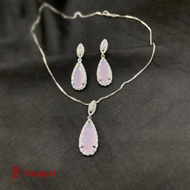 Timeless Halo Teardrop 1 Zircon Locket Set