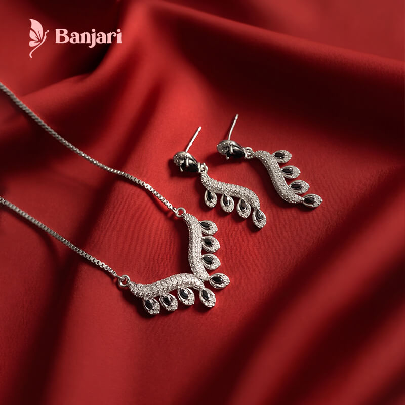 Midnight Majesty Silver & Black Zirconia Jewelry Set